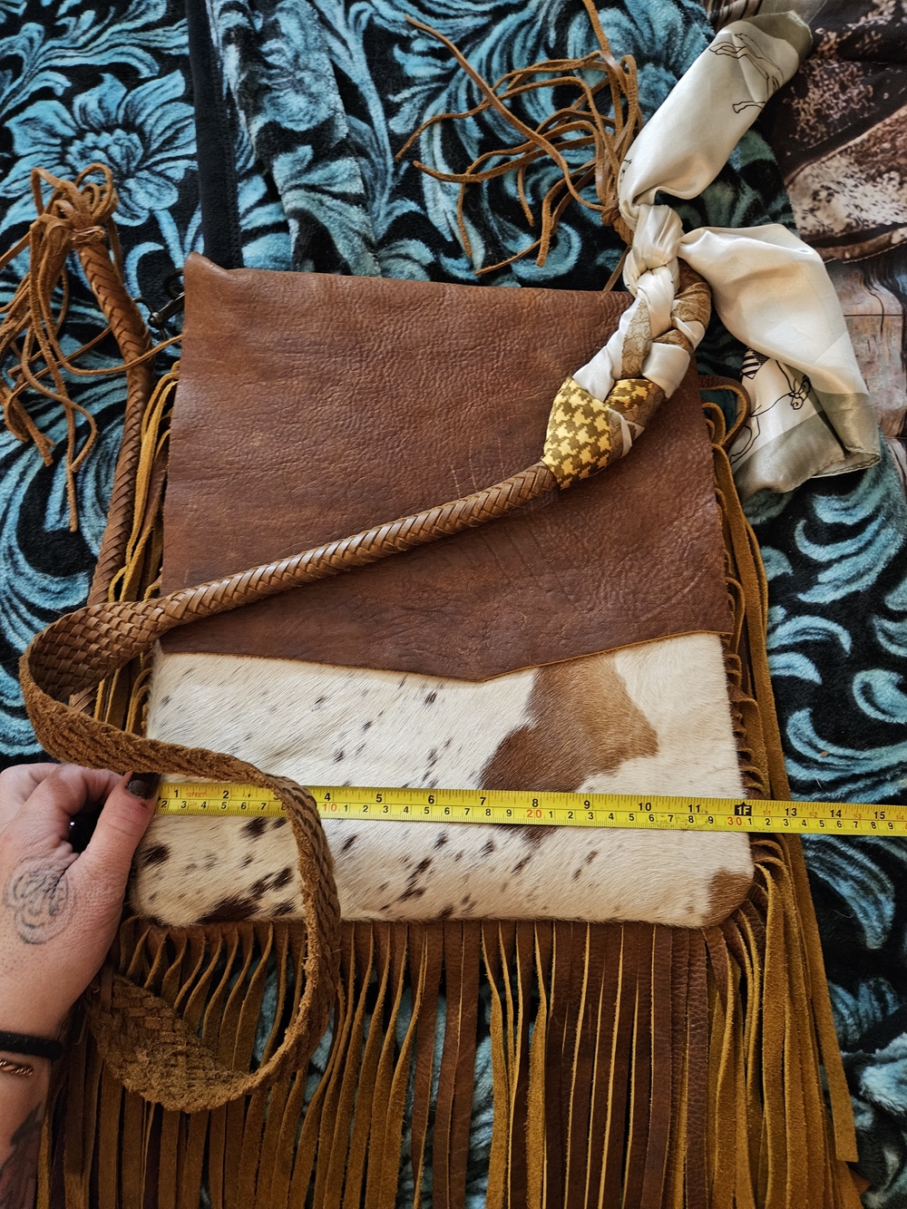 American Darling Brown Leather & Cowhide Fringe Shoulder Bag